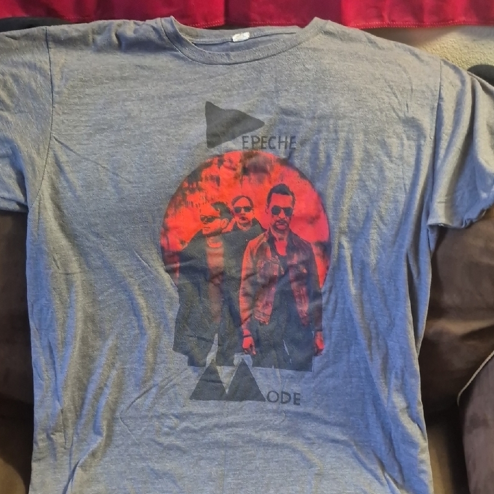 Depeche Mode Gray Graphic T-Shirt with Red Accents